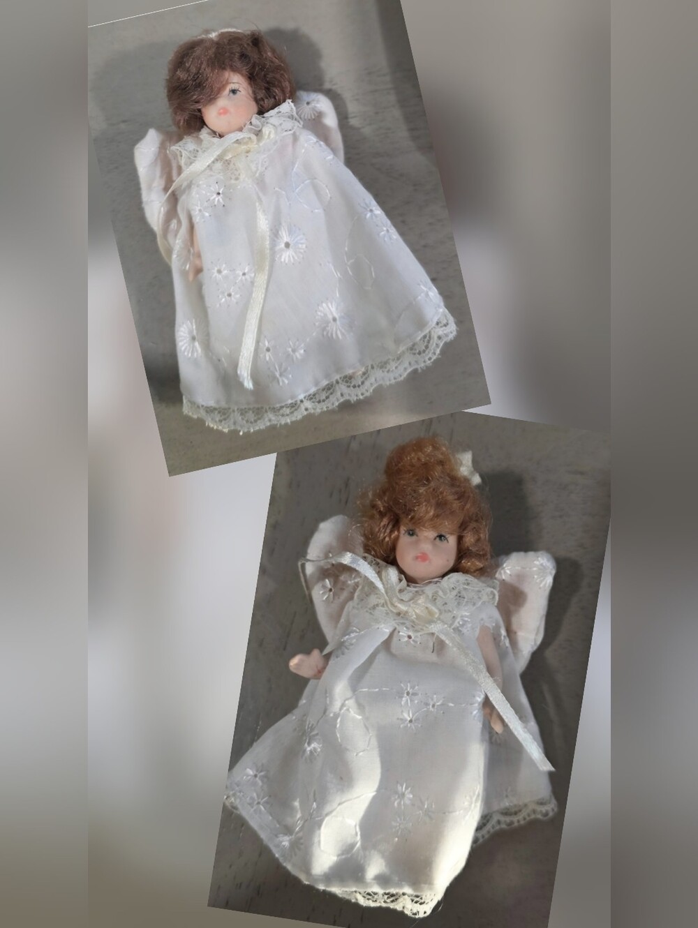 Porcelain Angel Doll Ornaments With White Lace Dress
